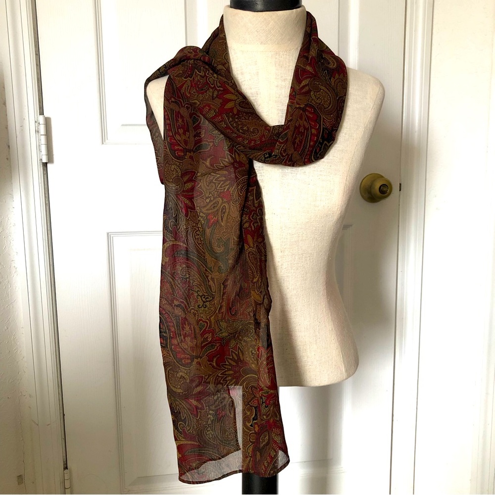 Chico’s Long Red Paisley Scarf